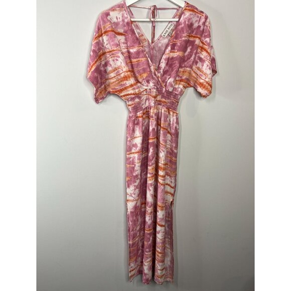Knox Rose Maxi Dress XS Purple Orange Boho Tie Dye Sundress Flutter Sleeve - Picture 2 of 10